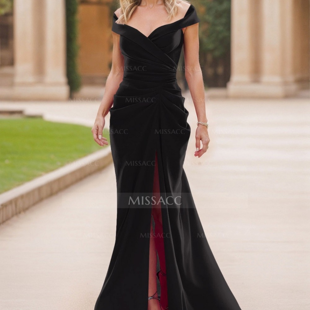 Missacc Black Off-Shoulder Wedding Dress